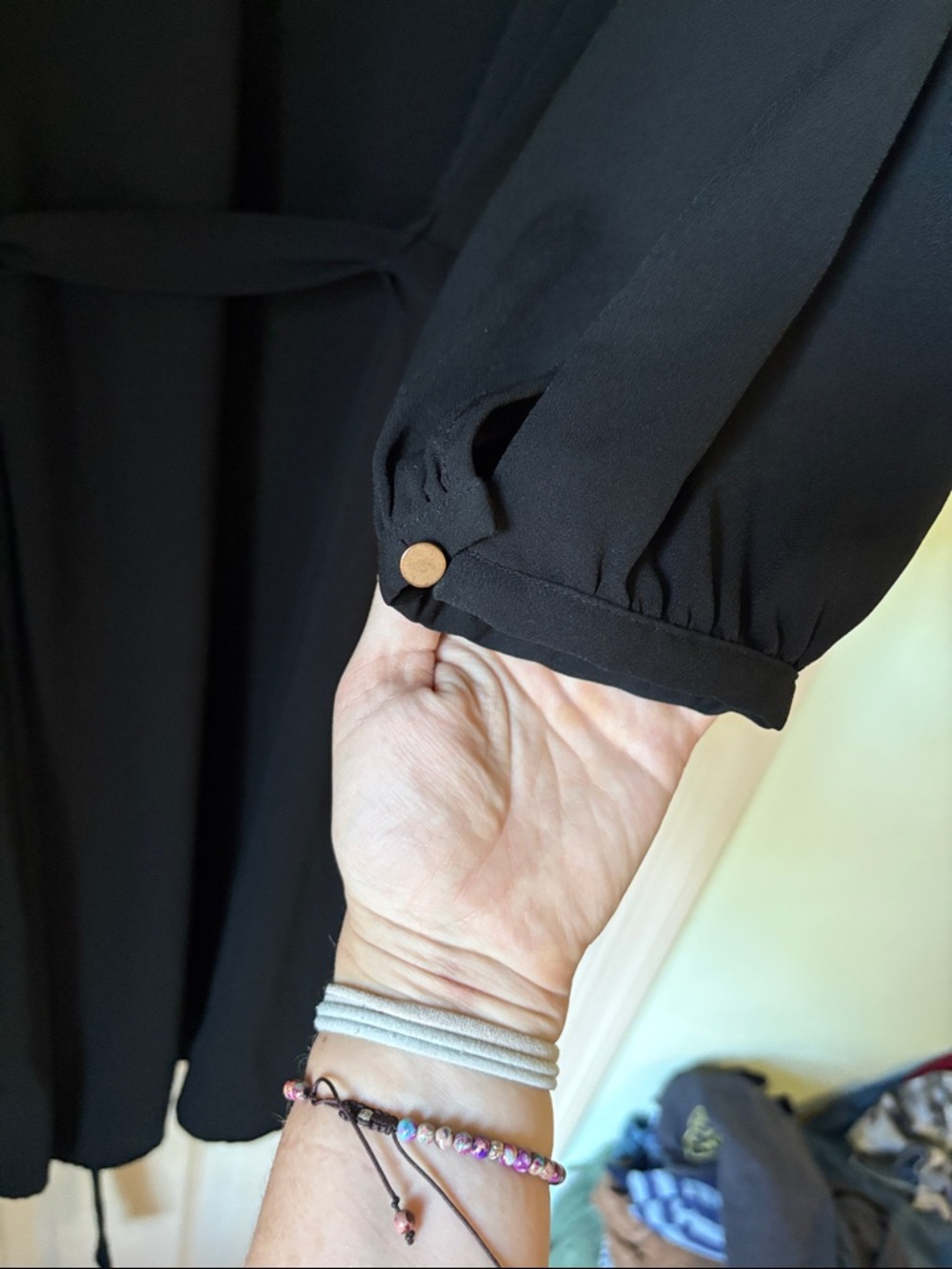 a new day Black V-Neck Belted Long Sleeve Dress - Picture 4 of 6